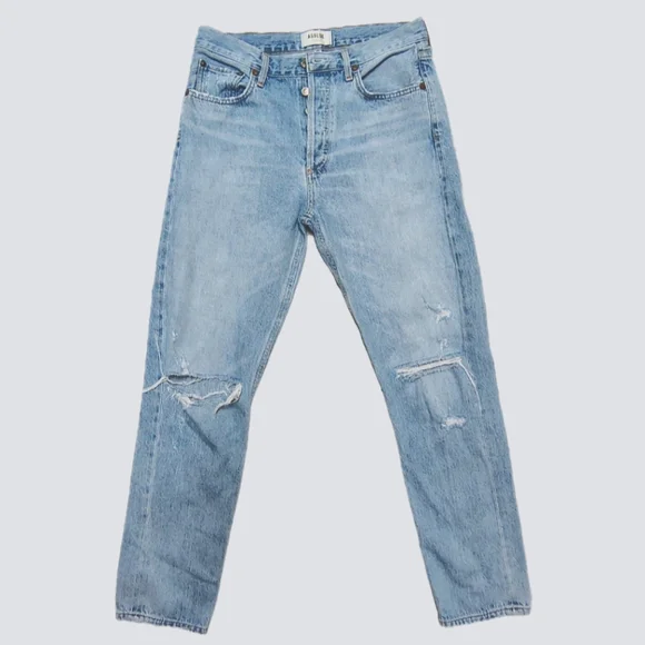 AGOLDE Jamie High Rise Classic "Shakedown" Light Wash Jeans Women 28 Distressed - Picture 3 of 9